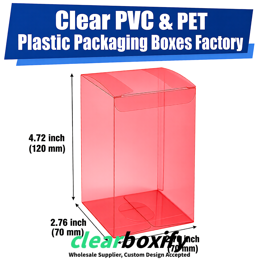 PPWR-Aligned Matte Red Translucent PVC & PET Boxes 60x60x180mm 76x76x76mm 70x70x70/100/120mm