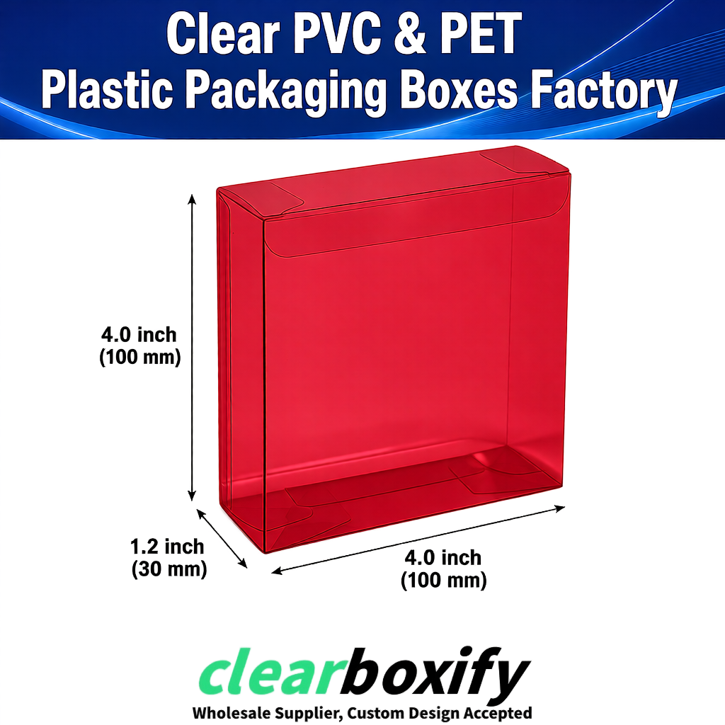 Wholesale Matte Red Clear PVC & PET Boxes 90x90x90mm 100x100x30/50/100mm