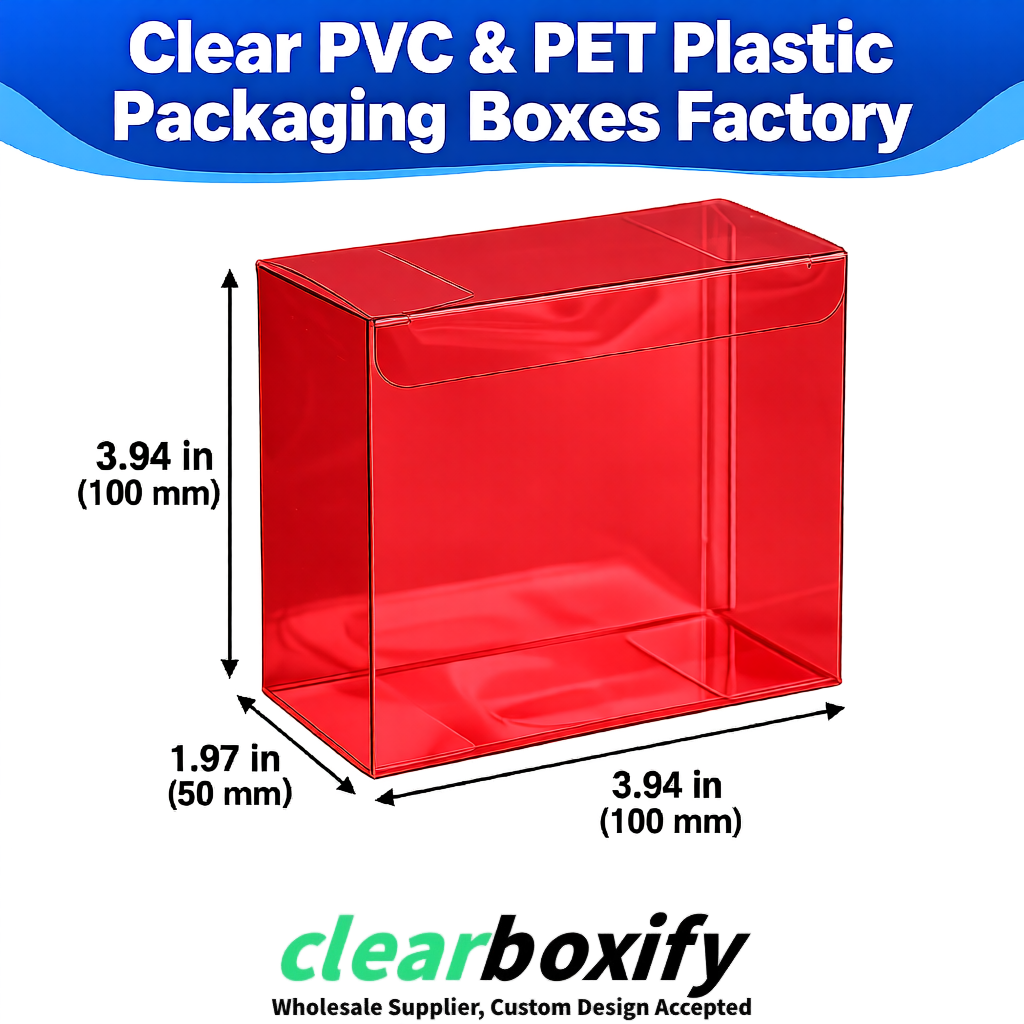 Wholesale Matte Red Clear PVC & PET Boxes 90x90x90mm 100x100x30/50/100mm