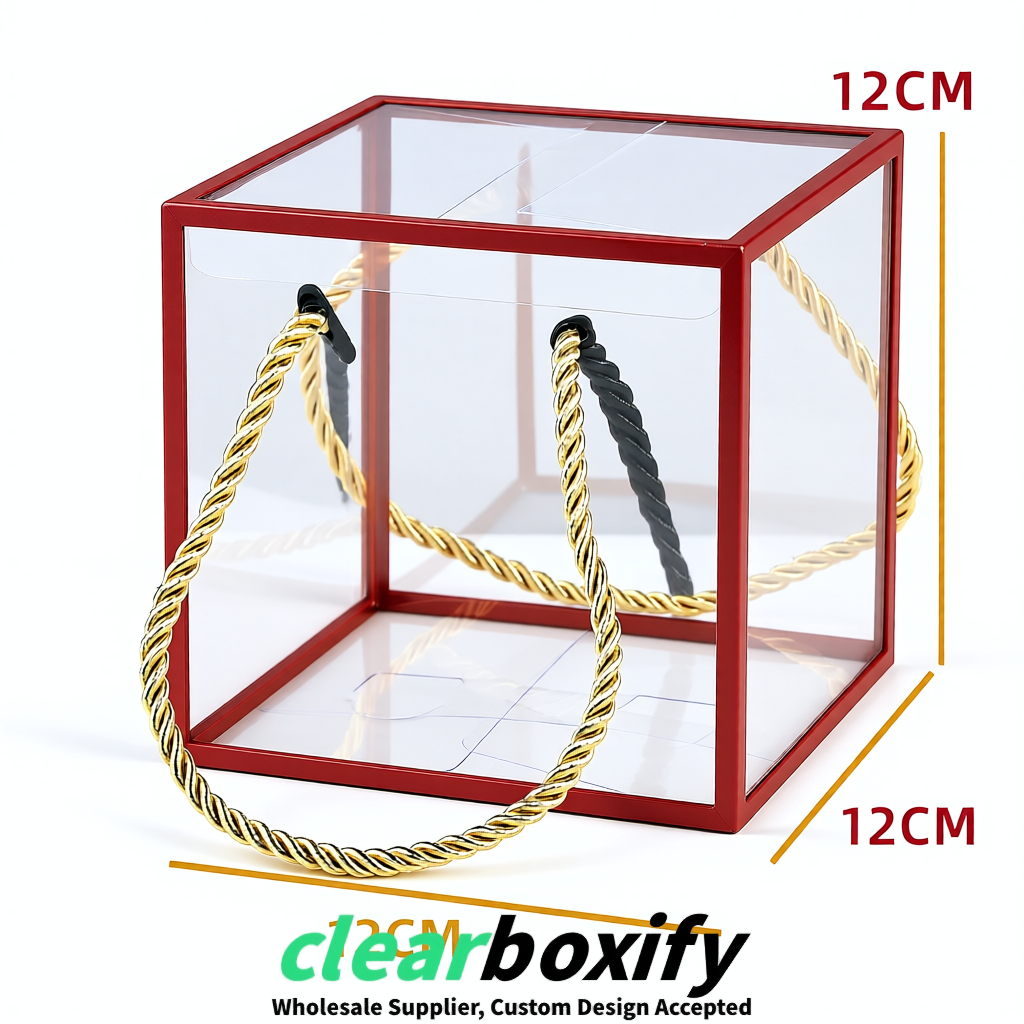 Matte Red Private Label Clear PVC, PP, PET Tote Bags & Handbags Wholesale
