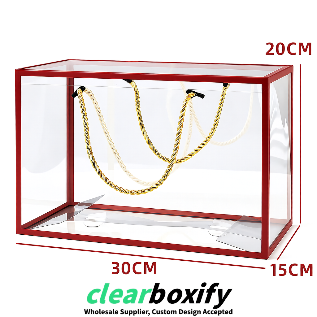 Matte Red Private Label Clear PVC, PP, PET Tote Bags & Handbags Wholesale