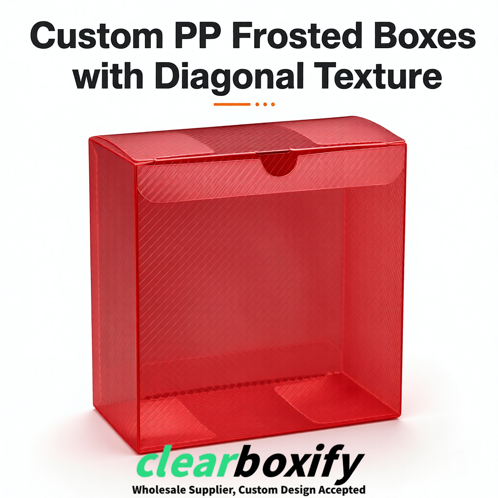 Matte Red Matte PP Frosted & Diagonal Texture Boxes with Diagonal Texture