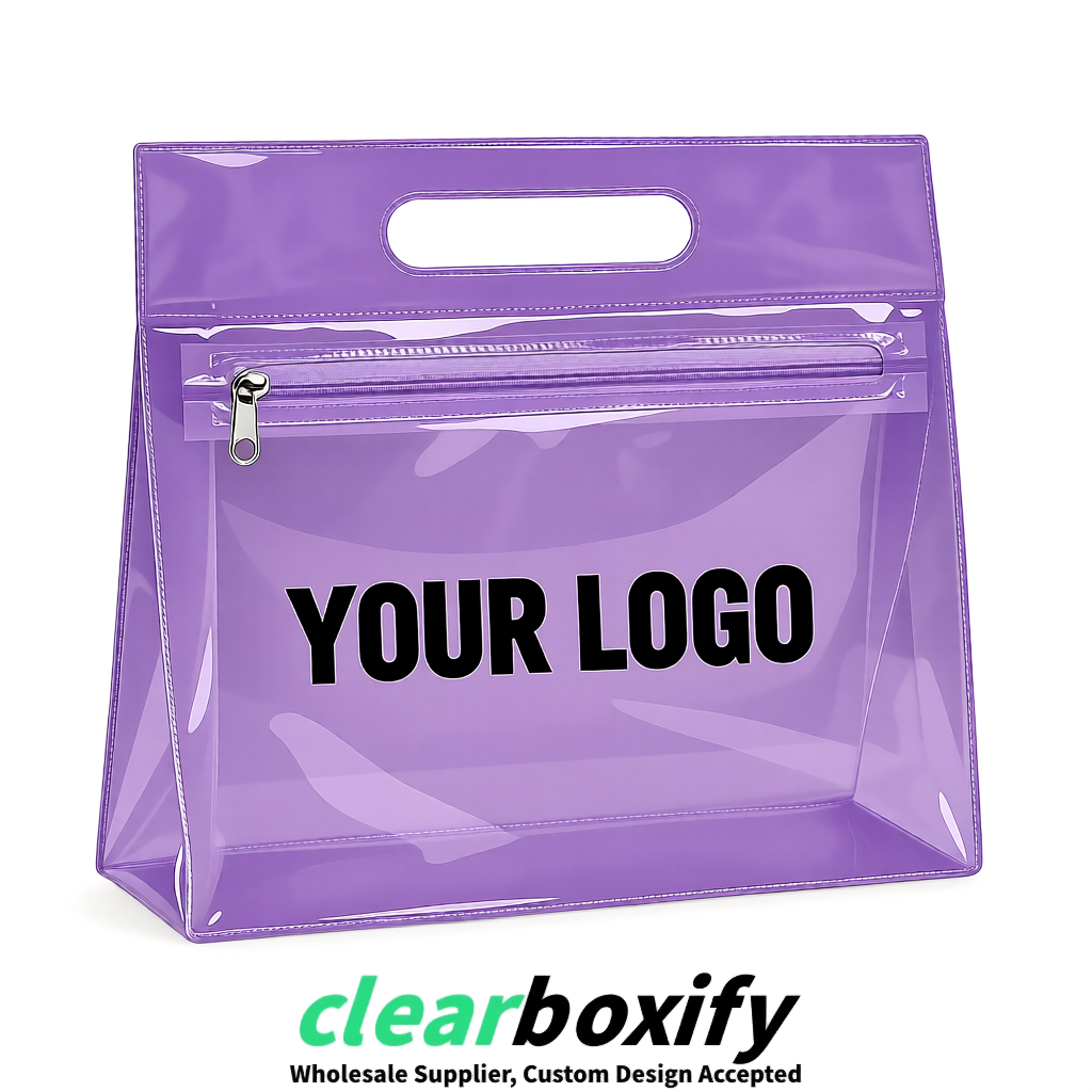 Mauve EVA/PVC Cosmetic Bags | OEM/ODM Clear Zipper Makeup Pouches