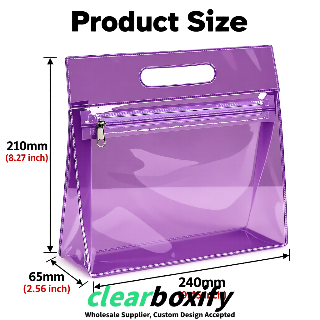 Mauve EVA/PVC Cosmetic Bags | OEM/ODM Clear Zipper Makeup Pouches