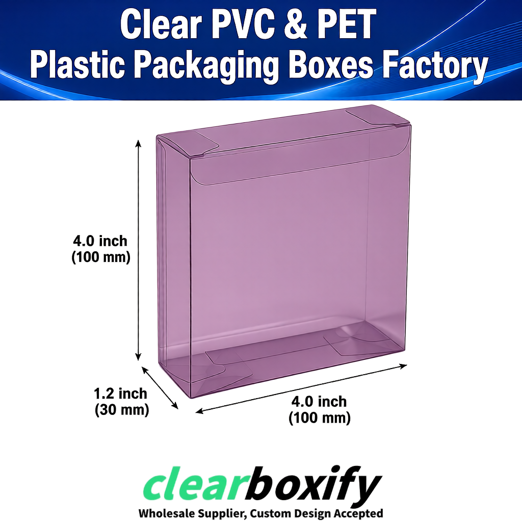 Wholesale Mauve Clear PVC & PET Boxes 90x90x90mm 100x100x30/50/100mm