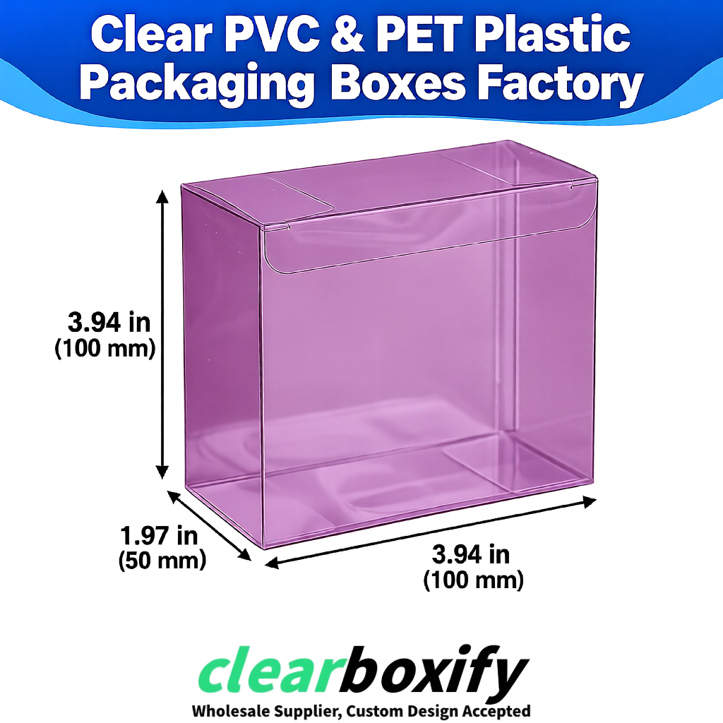 Wholesale Mauve Clear PVC & PET Boxes 90x90x90mm 100x100x30/50/100mm