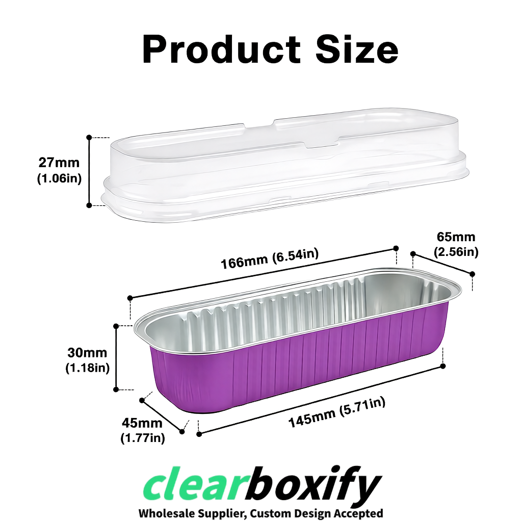 Mauve Mini Loaf Pans with Clear Lids 6.8oz Rectangular Aluminum Foil Baking Pans Supplier