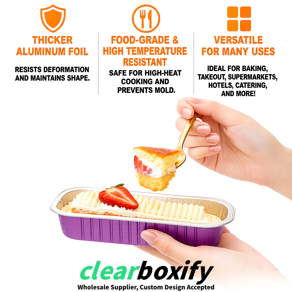 Mauve Mini Loaf Pans with Clear Lids 6.8oz Rectangular Aluminum Foil Baking Pans Supplier