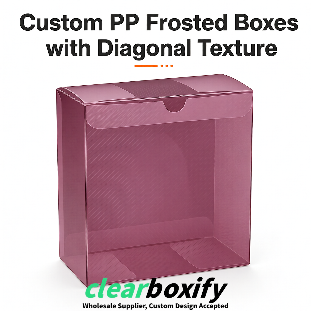 Mauve Matte PP Frosted & Diagonal Texture Boxes with Diagonal Texture