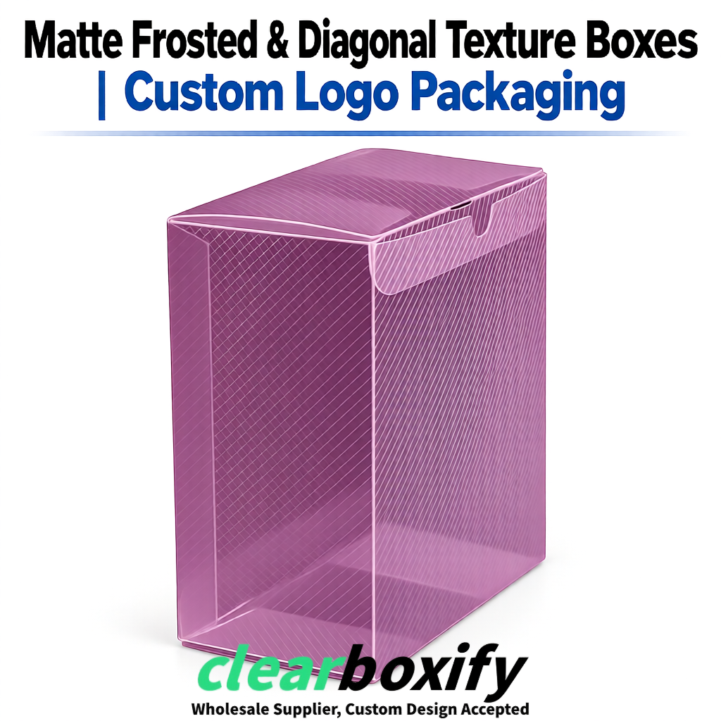 Mauve Matte PP Frosted & Diagonal Texture Boxes with Diagonal Texture