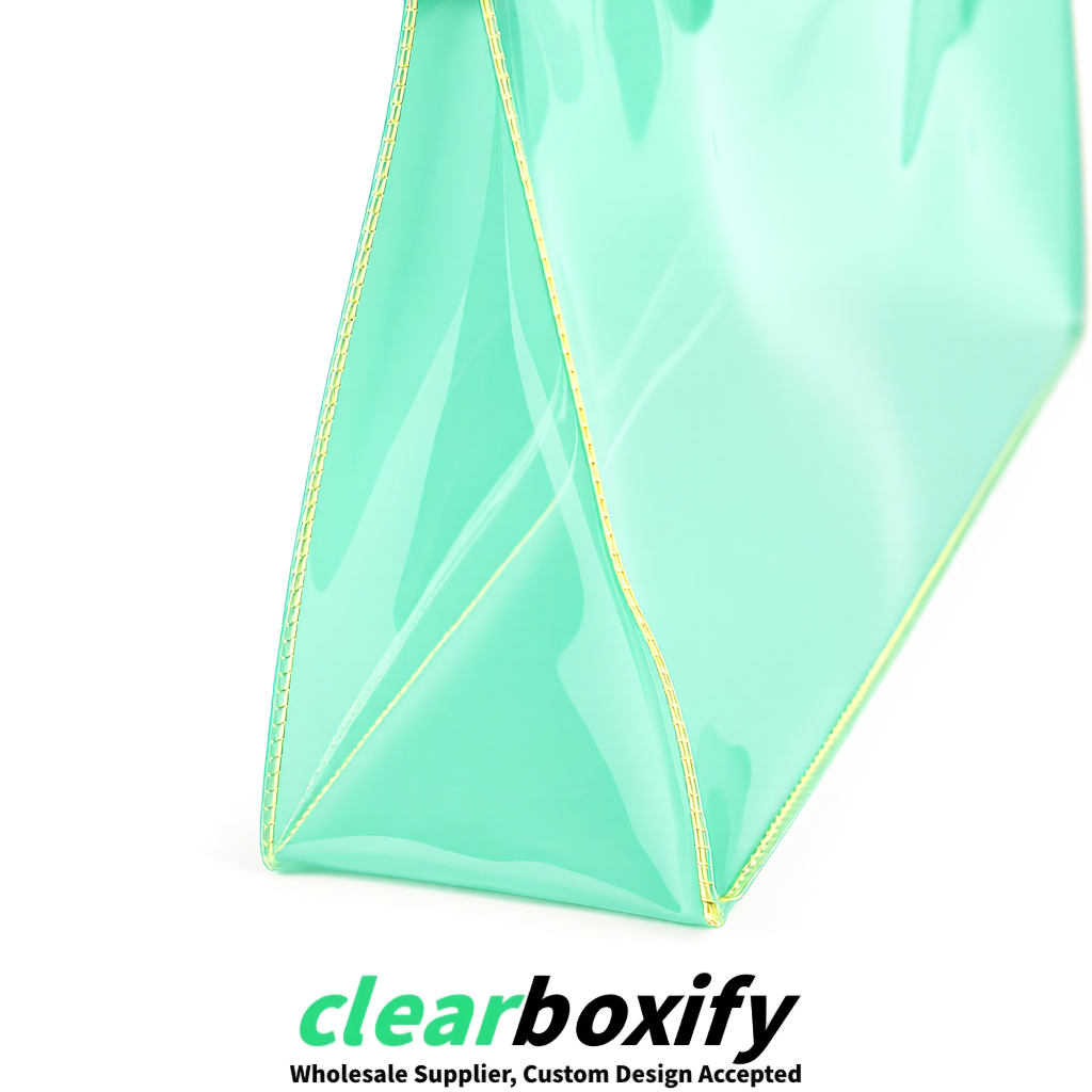 Mint Green EVA/PVC Cosmetic Bags | OEM/ODM Clear Zipper Makeup Pouches