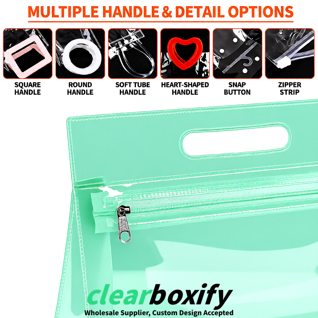 Mint Green EVA/PVC Cosmetic Bags | OEM/ODM Clear Zipper Makeup Pouches