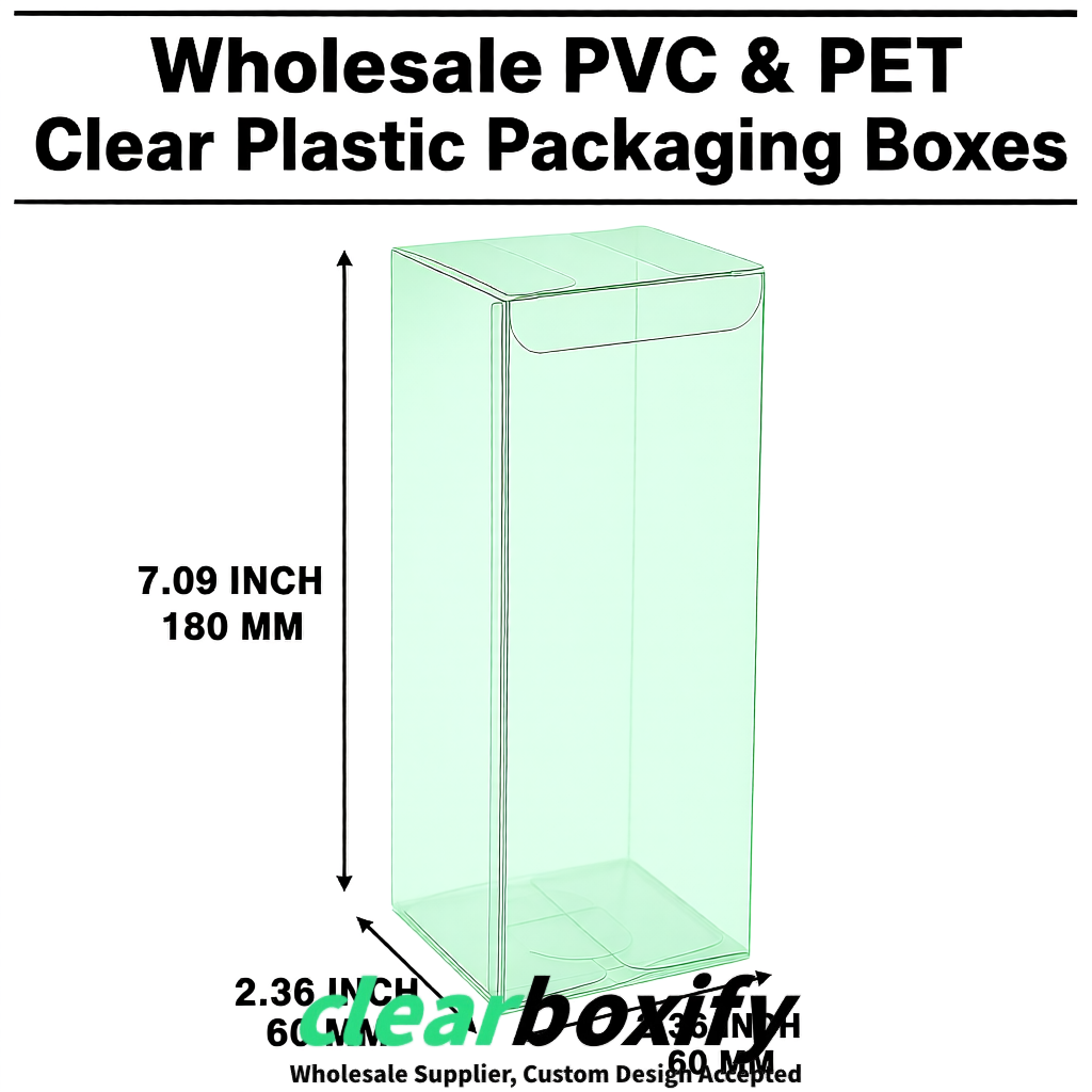 PPWR-Aligned Mint Green Translucent PVC & PET Boxes 60x60x180mm 76x76x76mm 70x70x70/100/120mm