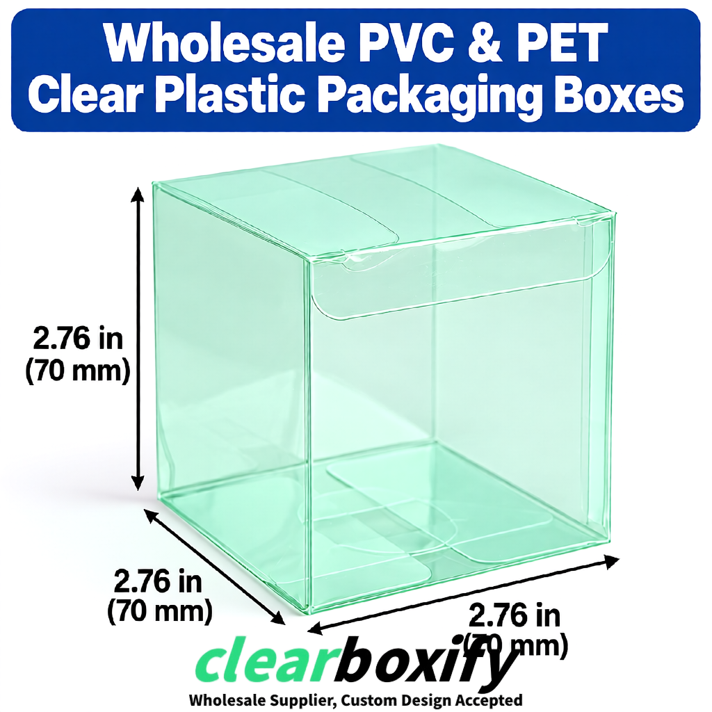 PPWR-Aligned Mint Green Translucent PVC & PET Boxes 60x60x180mm 76x76x76mm 70x70x70/100/120mm