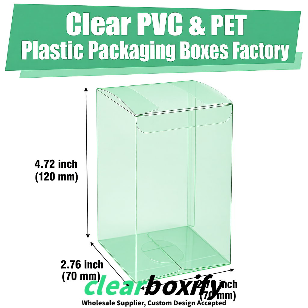 PPWR-Aligned Mint Green Translucent PVC & PET Boxes 60x60x180mm 76x76x76mm 70x70x70/100/120mm