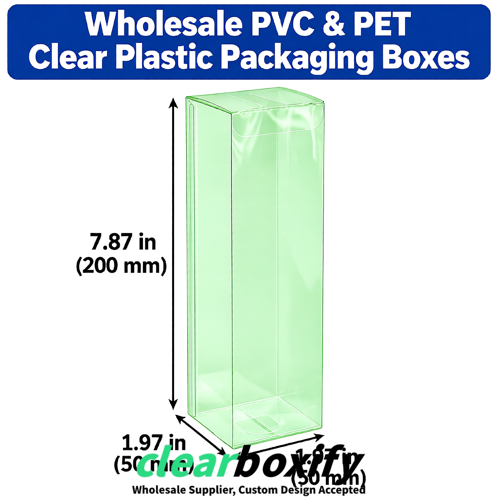 Mint Green Wholesale Clear PVC & PET Boxes 50x50x120/150/200mm 60x60x60/120 mm