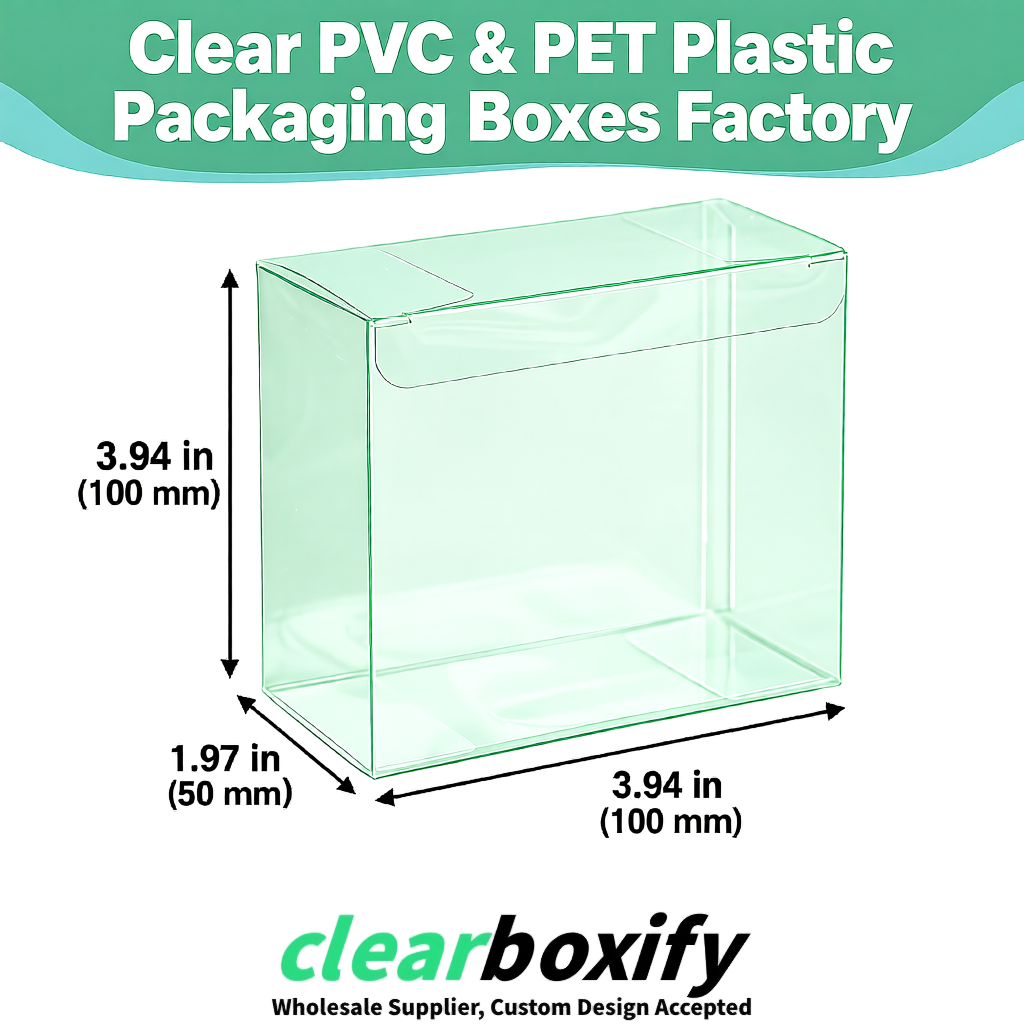 Wholesale Mint Green Clear PVC & PET Boxes 90x90x90mm 100x100x30/50/100mm
