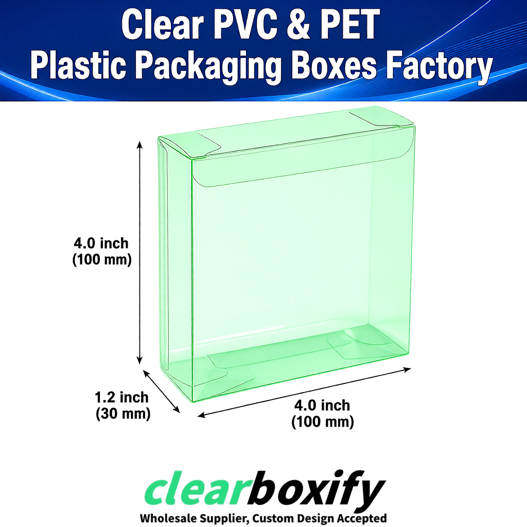 Wholesale Mint Green Clear PVC & PET Boxes 90x90x90mm 100x100x30/50/100mm