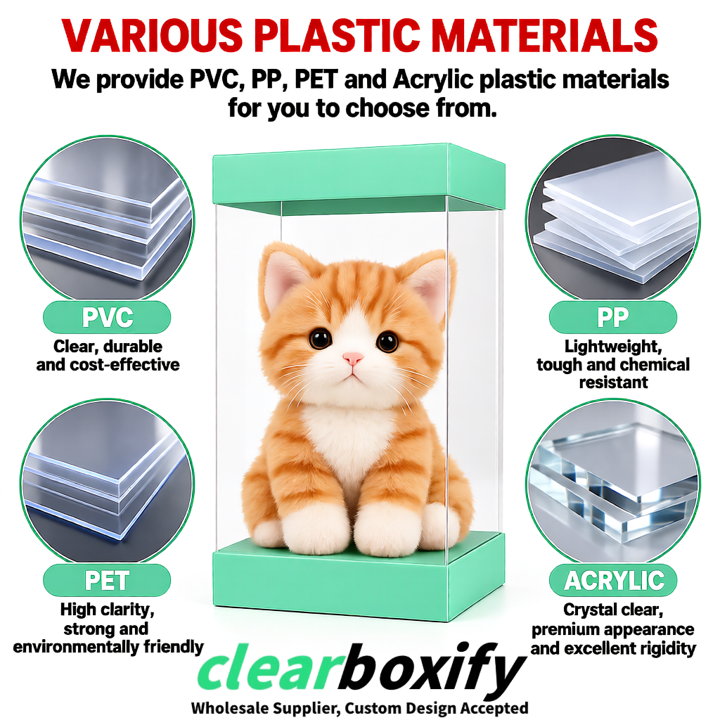 Mint Green Clear Toy Display Boxes with White Base & Top | Wholesale Bulk Packaging