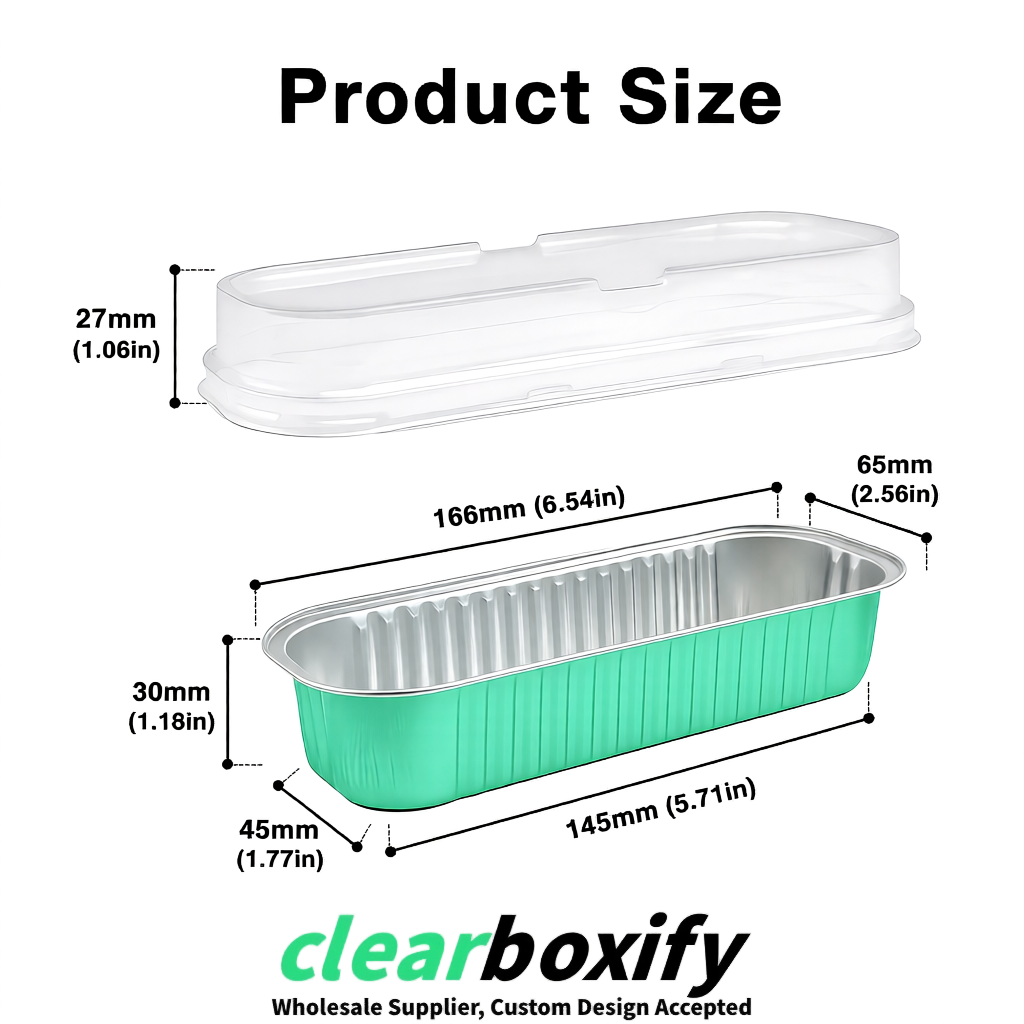 Mint Green Mini Loaf Pans with Clear Lids 6.8oz Rectangular Aluminum Foil Baking Pans Supplier