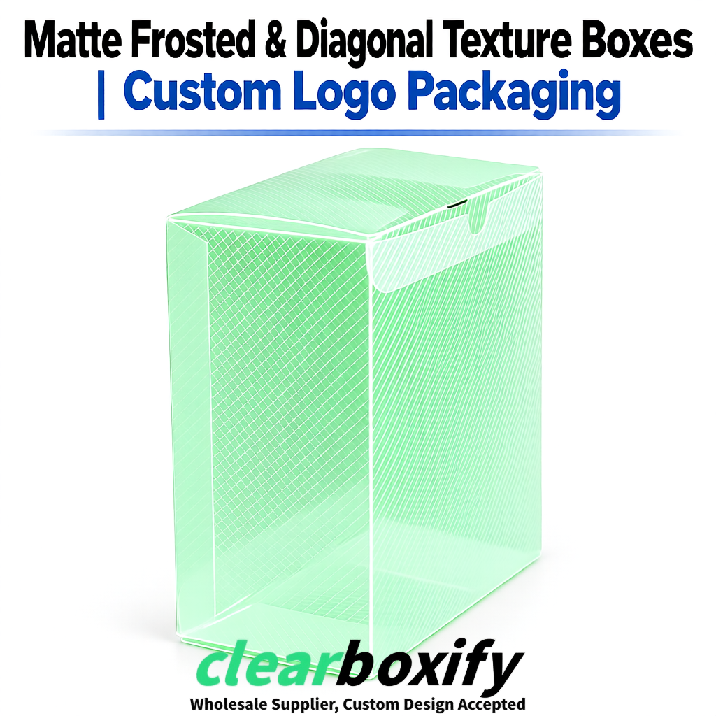 Mint Green Matte PP Frosted & Diagonal Texture Boxes with Diagonal Texture