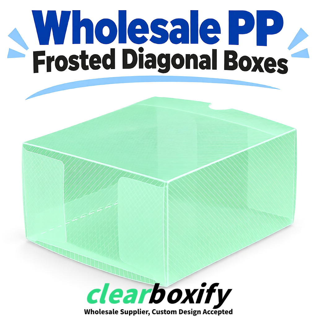 Mint Green Matte PP Frosted & Diagonal Texture Boxes with Diagonal Texture
