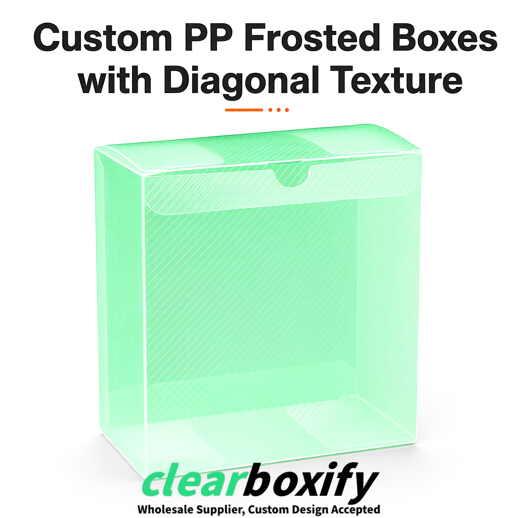 Mint Green Matte PP Frosted & Diagonal Texture Boxes with Diagonal Texture