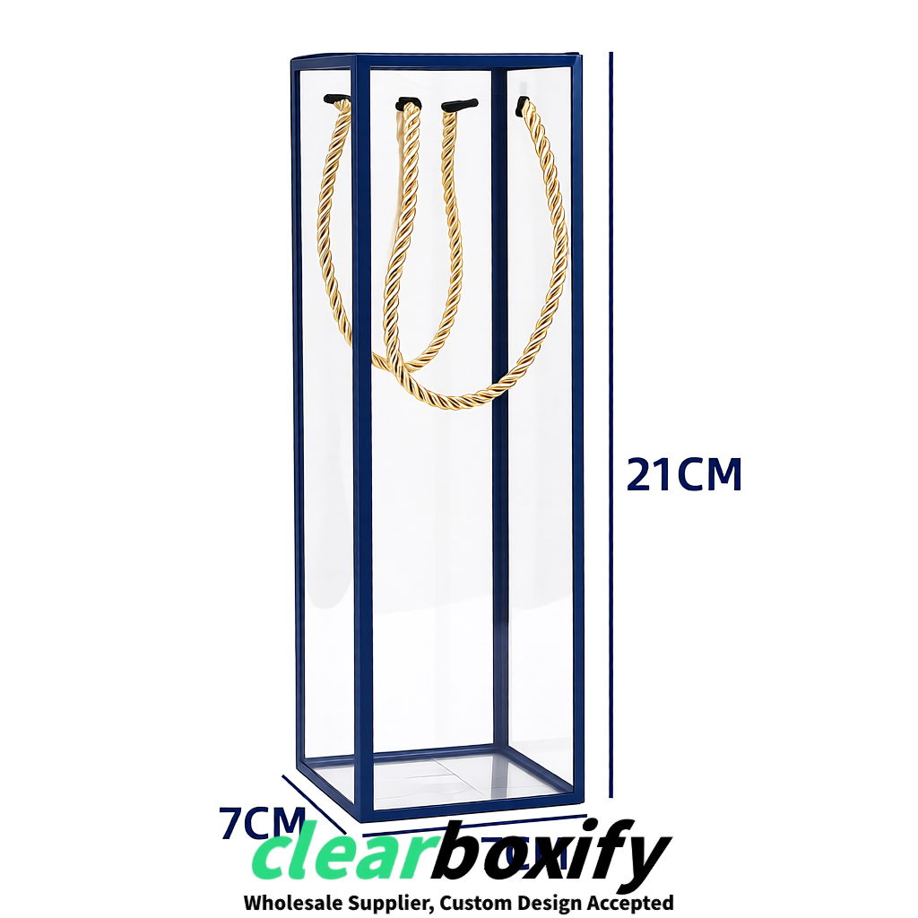 Navy Blue Private Label Clear PVC, PP, PET Tote Bags & Handbags Wholesale