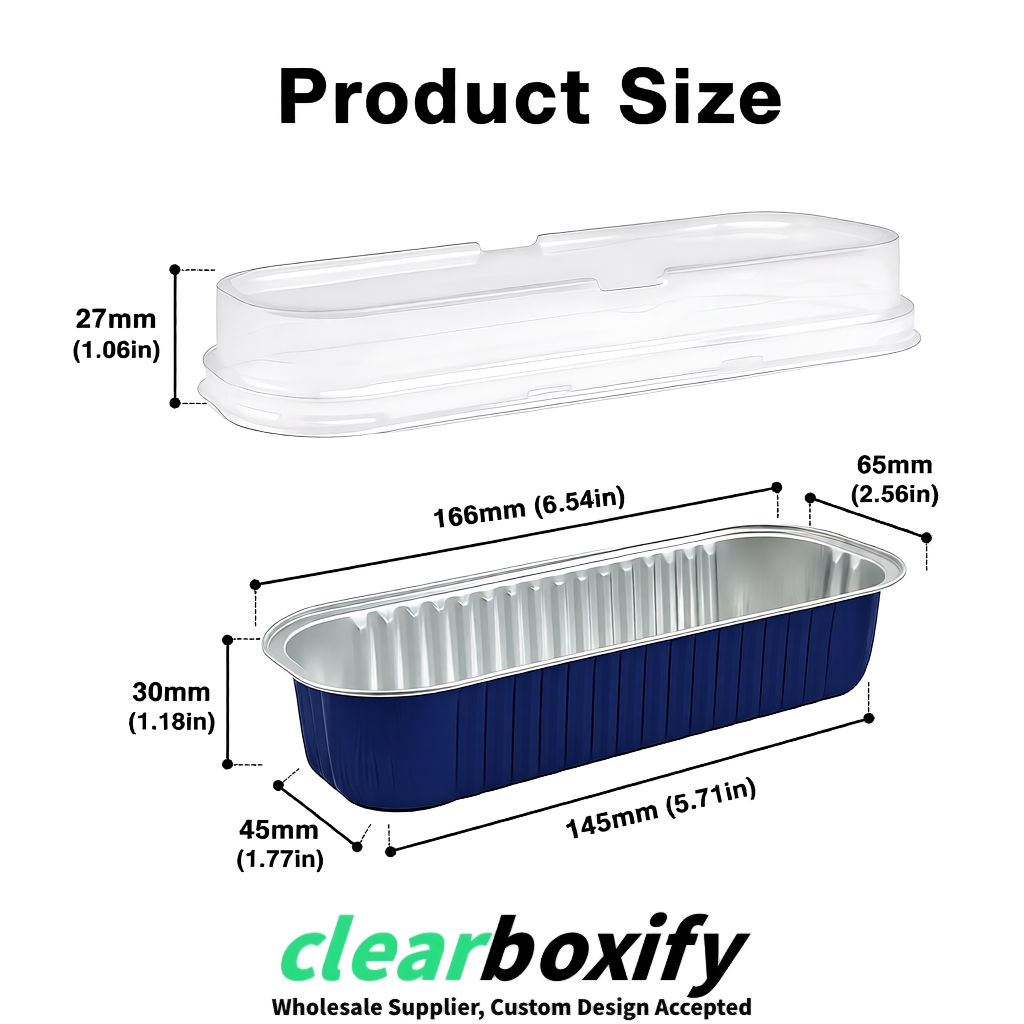 Navy Blue Mini Loaf Pans with Clear Lids 6.8oz Rectangular Aluminum Foil Baking Pans Supplier