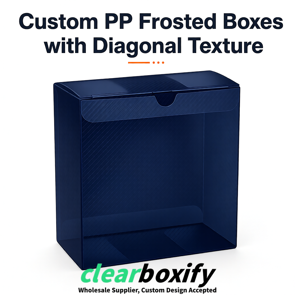 Navy Blue Matte PP Frosted & Diagonal Texture Boxes with Diagonal Texture
