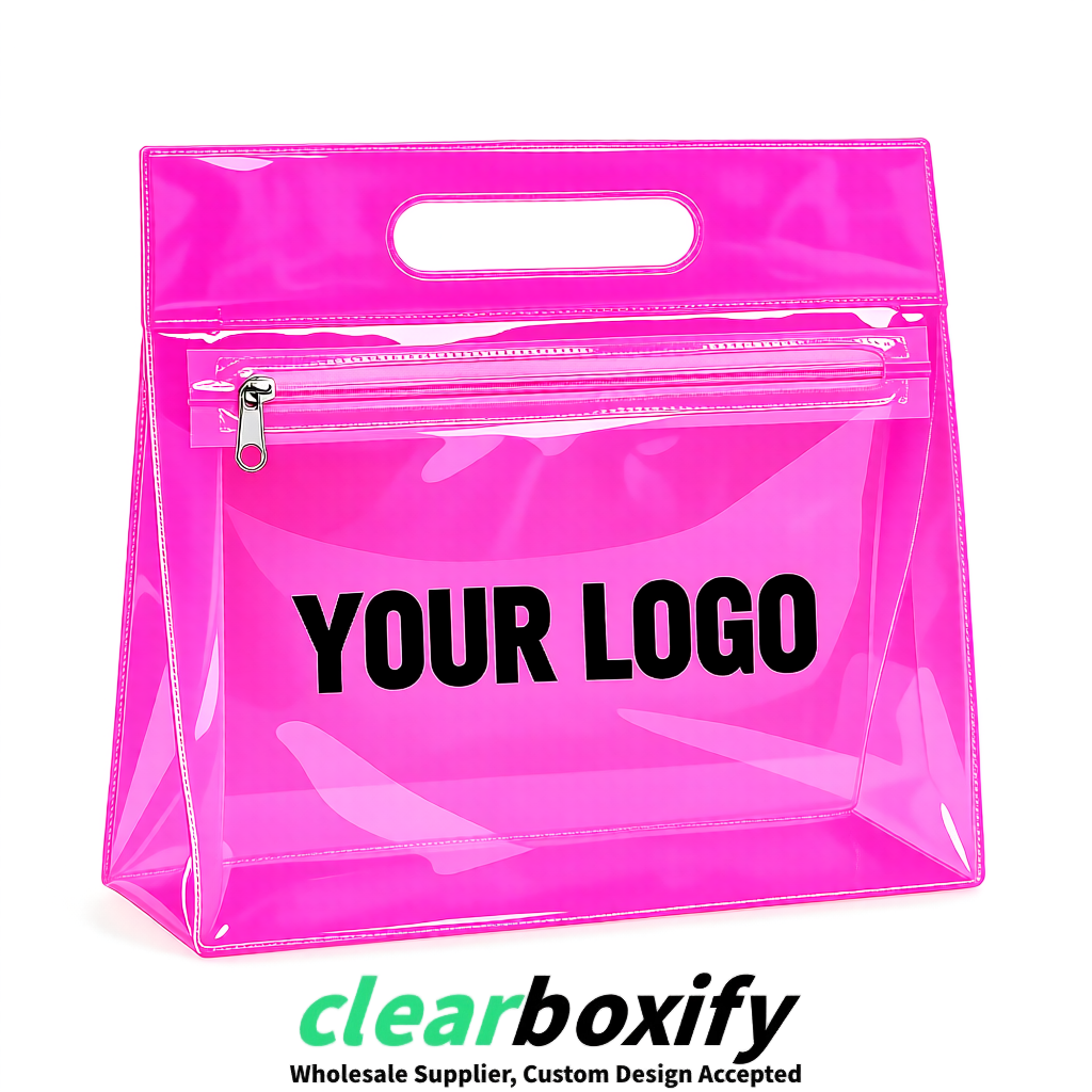 Neon Pink EVA/PVC Cosmetic Bags | OEM/ODM Clear Zipper Makeup Pouches