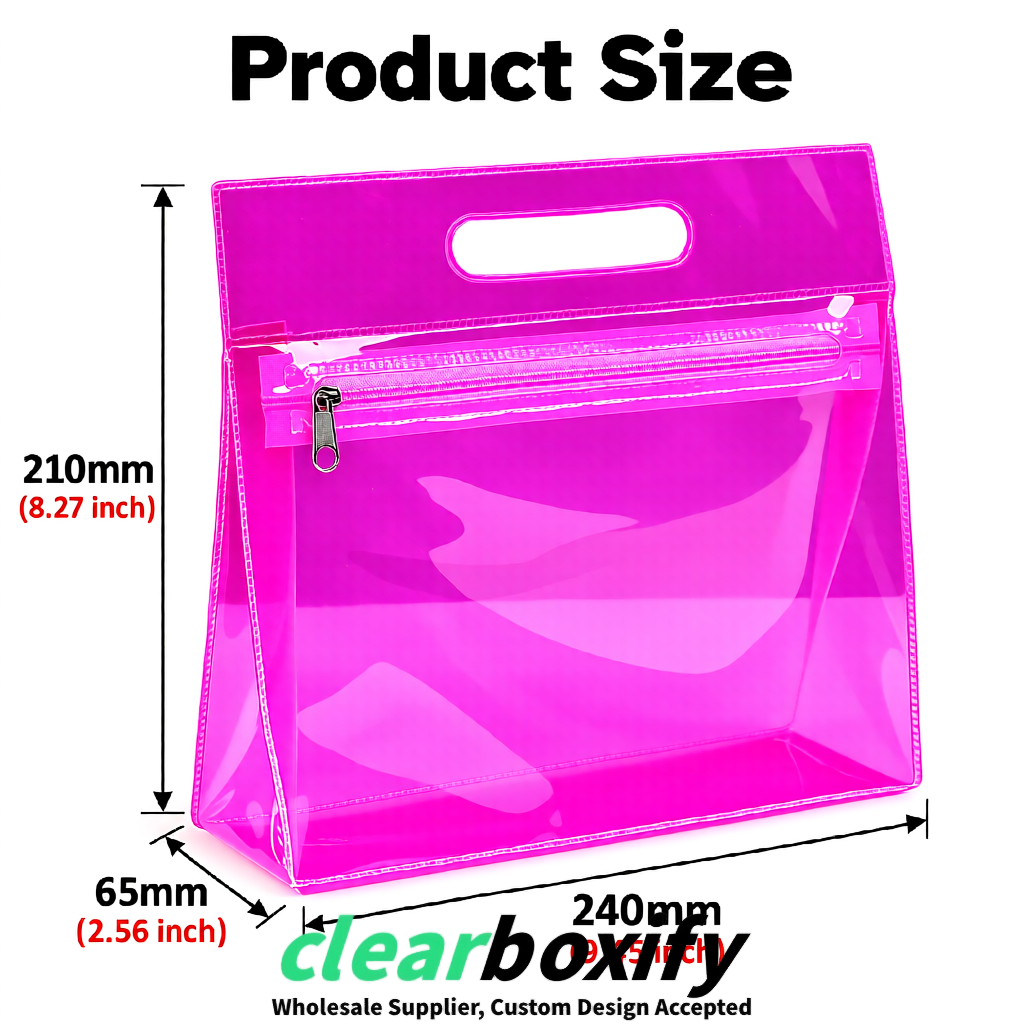 Neon Pink EVA/PVC Cosmetic Bags | OEM/ODM Clear Zipper Makeup Pouches