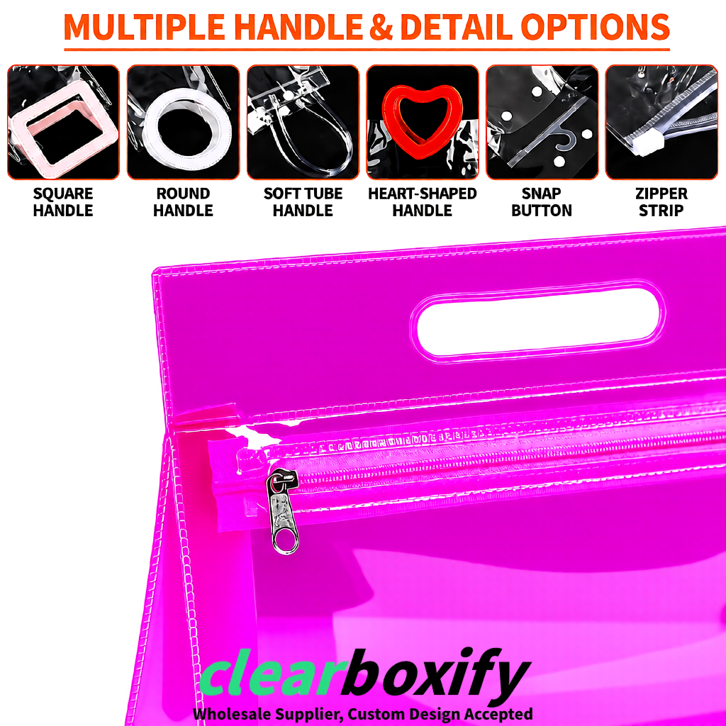 Neon Pink EVA/PVC Cosmetic Bags | OEM/ODM Clear Zipper Makeup Pouches Neon Pink EVA/PVC Cosmetic Bags | OEM/ODM Clear Zipper Makeup Pouches