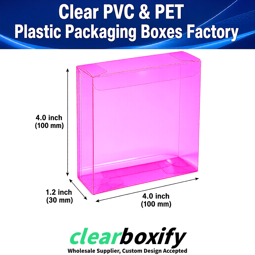 Wholesale Neon Pink Clear PVC & PET Boxes 90x90x90mm 100x100x30/50/100mm