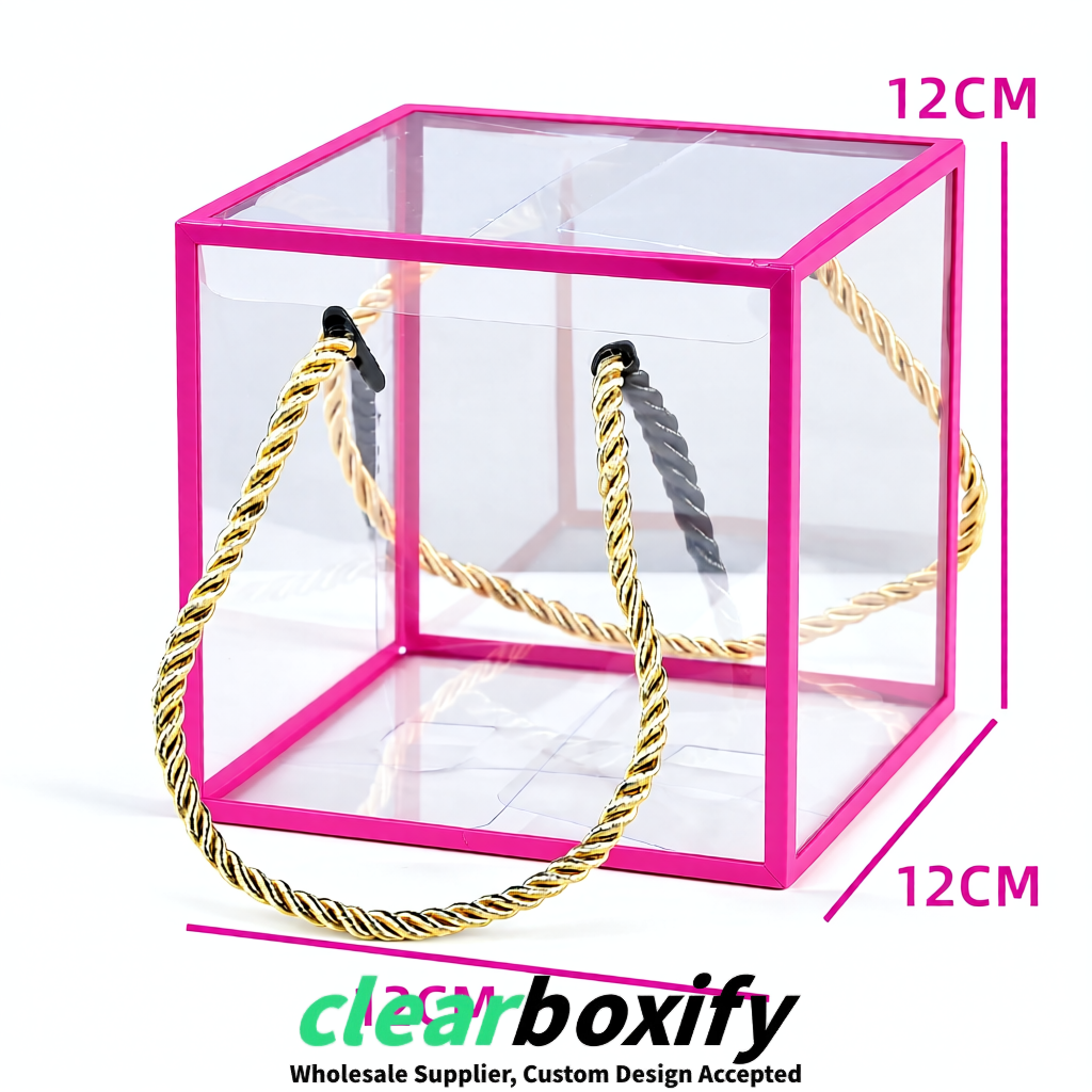 Neon Pink Private Label Clear PVC, PP, PET Tote Bags & Handbags Wholesale