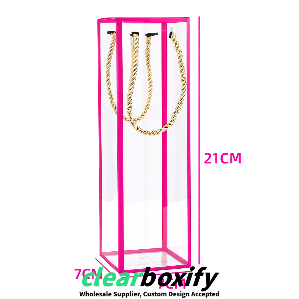 Neon Pink Private Label Clear PVC, PP, PET Tote Bags & Handbags Wholesale