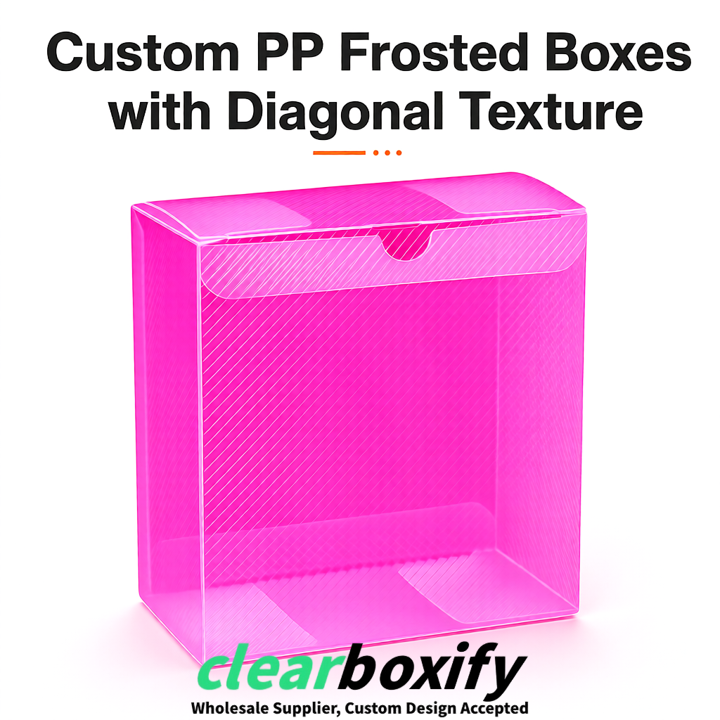 Neon Pink Matte PP Frosted & Diagonal Texture Boxes with Diagonal Texture