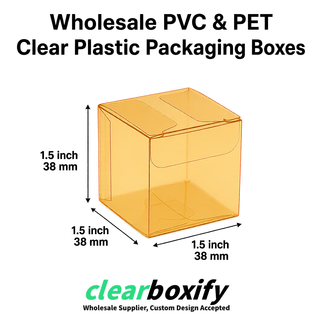 Ochre Clear PVC & PET Boxes 38x38x38, 40x40x40, 50x50x50/80mm