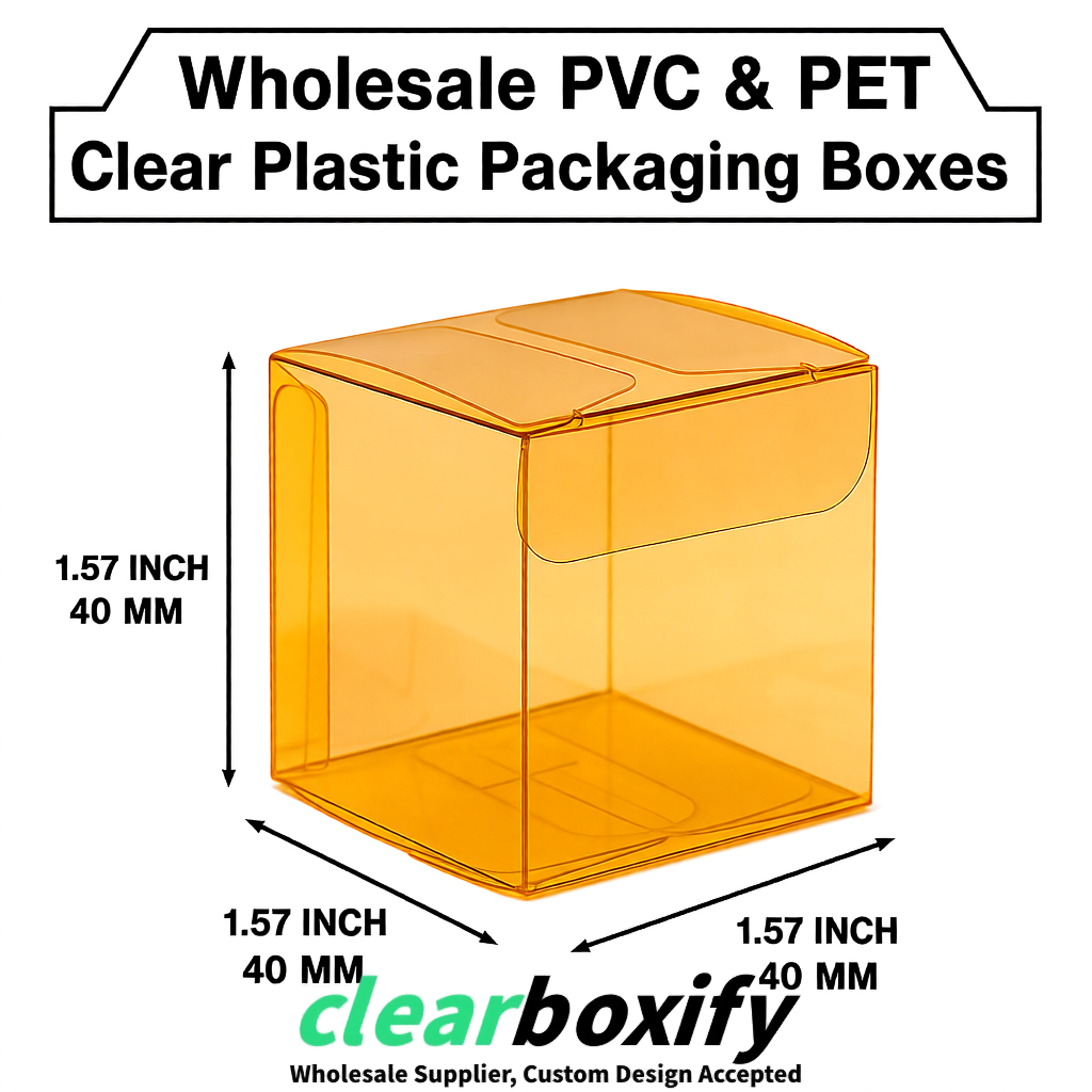 Ochre Clear PVC & PET Boxes 38x38x38, 40x40x40, 50x50x50/80mm