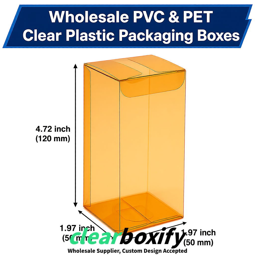 Ochre Wholesale Clear PVC & PET Boxes 50x50x120/150/200mm 60x60x60/120 mm