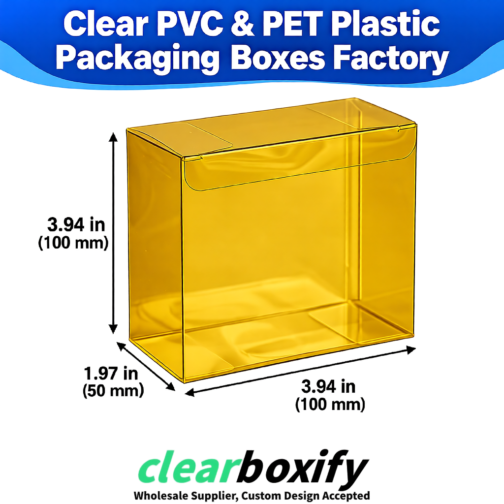 Wholesale Ochre Clear PVC & PET Boxes 90x90x90mm 100x100x30/50/100mm
