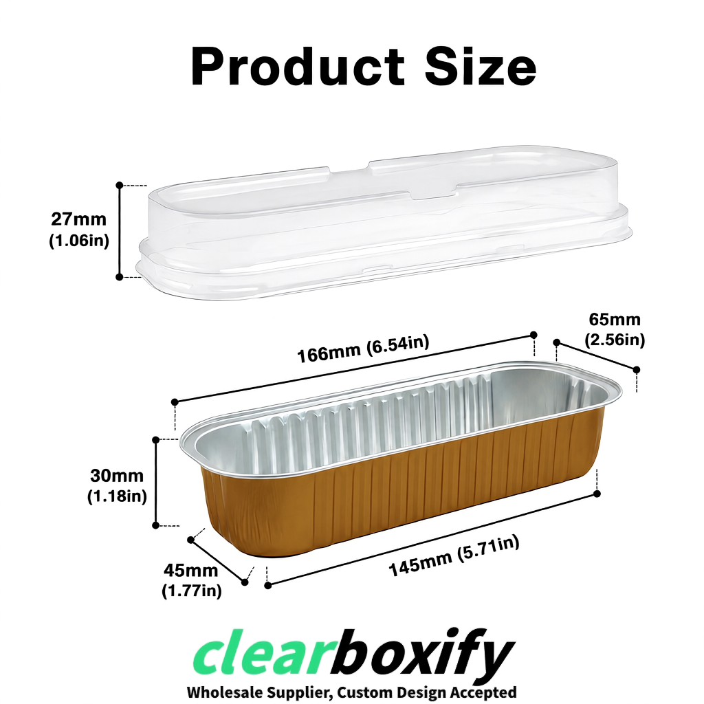 Ochre Mini Loaf Pans with Clear Lids 6.8oz Rectangular Aluminum Foil Baking Pans Supplier