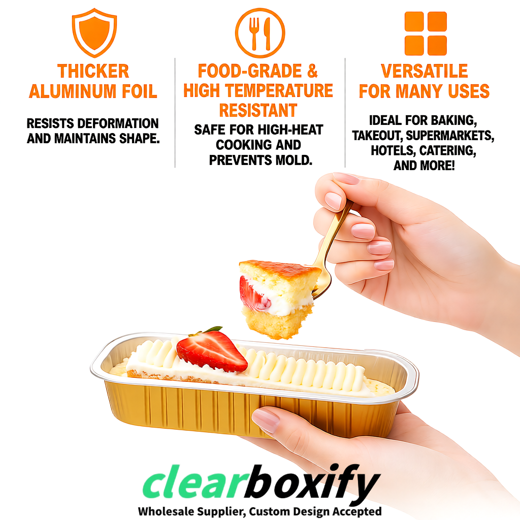 Ochre Mini Loaf Pans with Clear Lids 6.8oz Rectangular Aluminum Foil Baking Pans Supplier