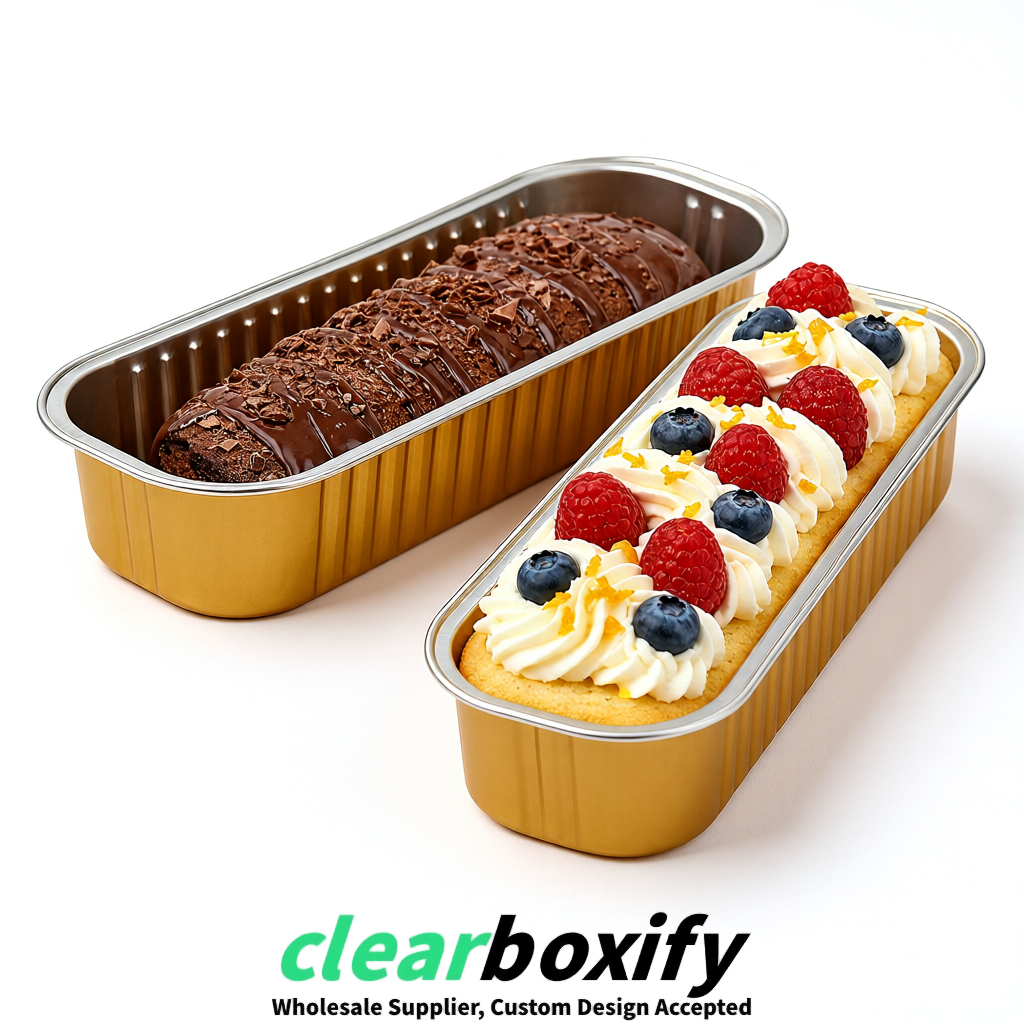 Ochre Mini Loaf Pans with Clear Lids 6.8oz Rectangular Aluminum Foil Baking Pans Supplier Ochre Mini Loaf Pans with Clear Lids 6.8oz Rectangular Aluminum Foil Baking Pans Supplier