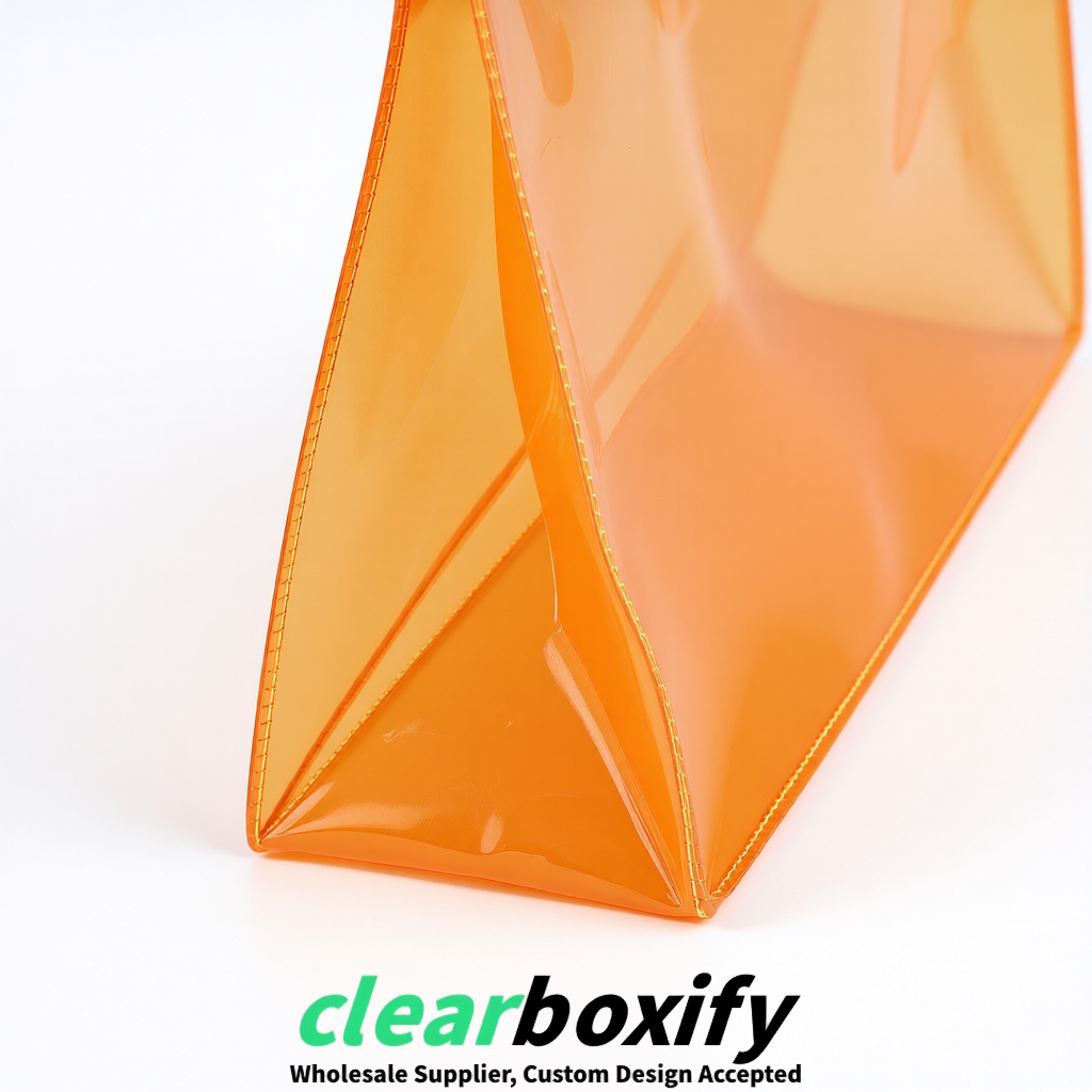 Orange EVA/PVC Cosmetic Bags | OEM/ODM Clear Zipper Makeup Pouches