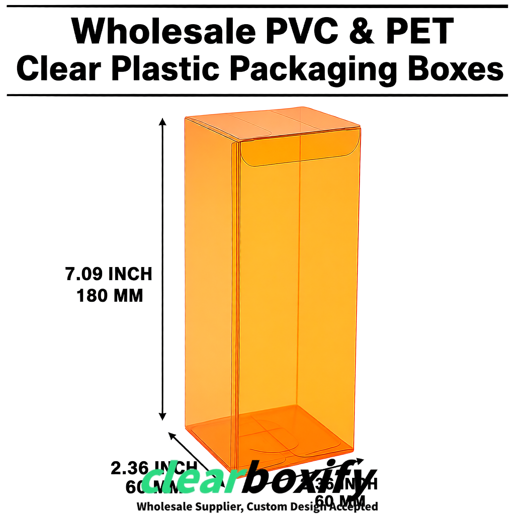 PPWR-Aligned Orange Translucent PVC & PET Boxes 60x60x180mm 76x76x76mm 70x70x70/100/120mm