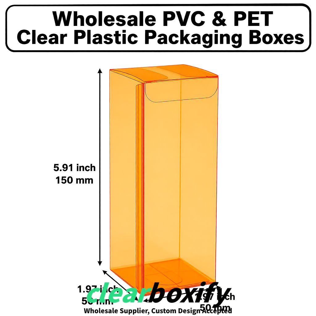 Orange Wholesale Clear PVC & PET Boxes 50x50x120/150/200mm 60x60x60/120 mm