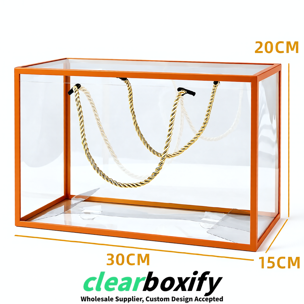 Orange Private Label Clear PVC, PP, PET Tote Bags & Handbags Wholesale