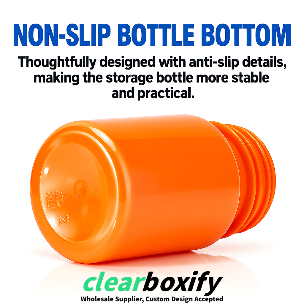 80ml Orange Plastic Supplement Bottle for Capsules & Pills, TCM & Softgels