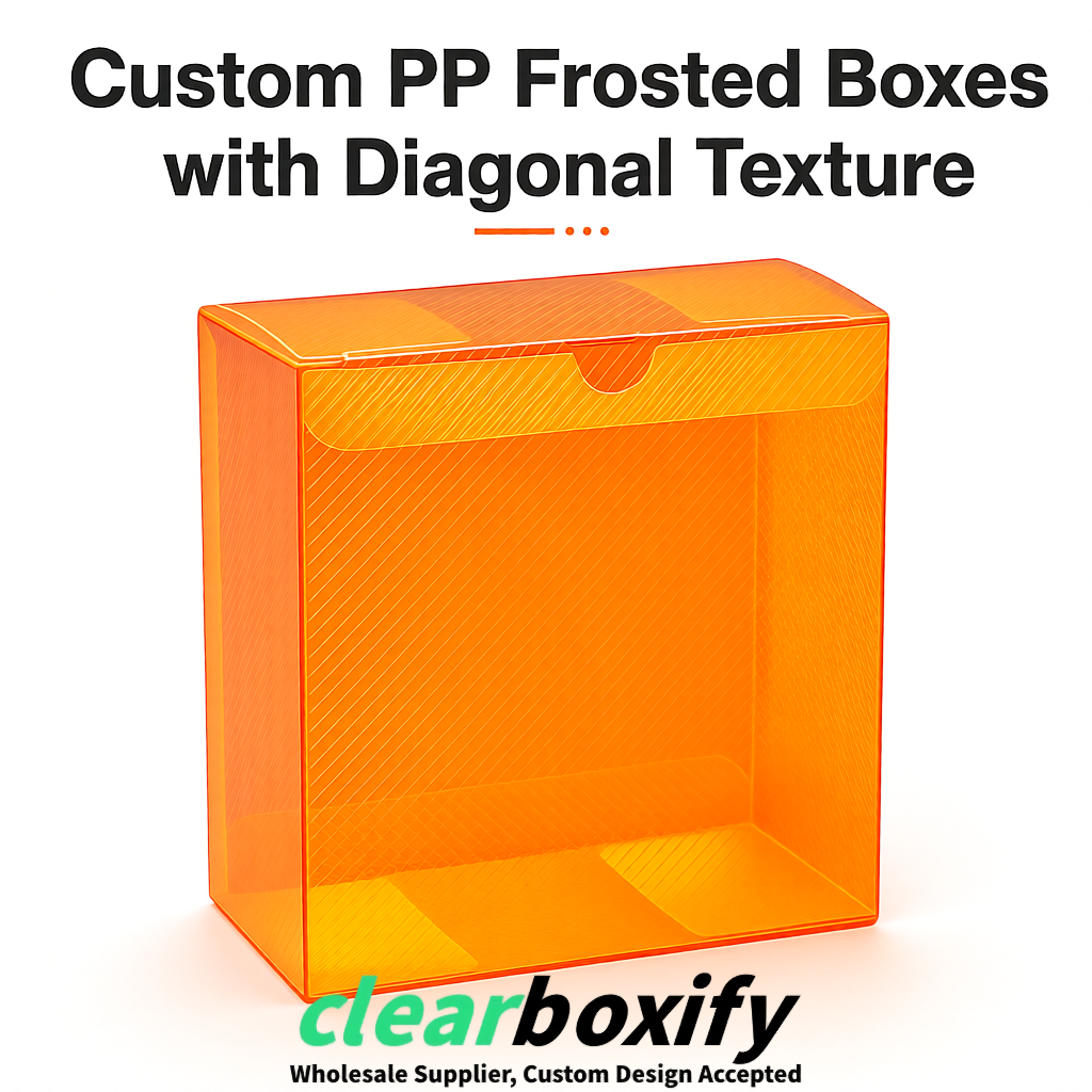 Orange Matte PP Frosted & Diagonal Texture Boxes with Diagonal Texture
